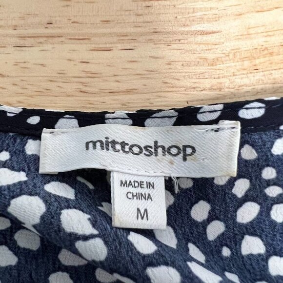 Mittoshop Womens Navy/White Print 3/4 Sleeve Button Front Top Size Medium - Picture 9 of 10